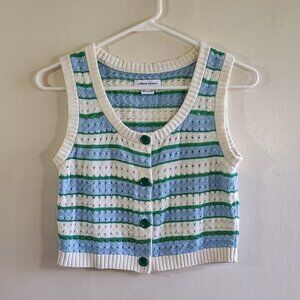 Urban Revivo Button-Up Knit Sweater Vest Top Striped  Size 6